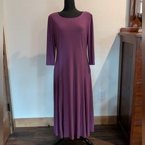 Elegant Coldwater Creek Plum Purple Lined 3/4 Sleeves Maxi Dress Size L